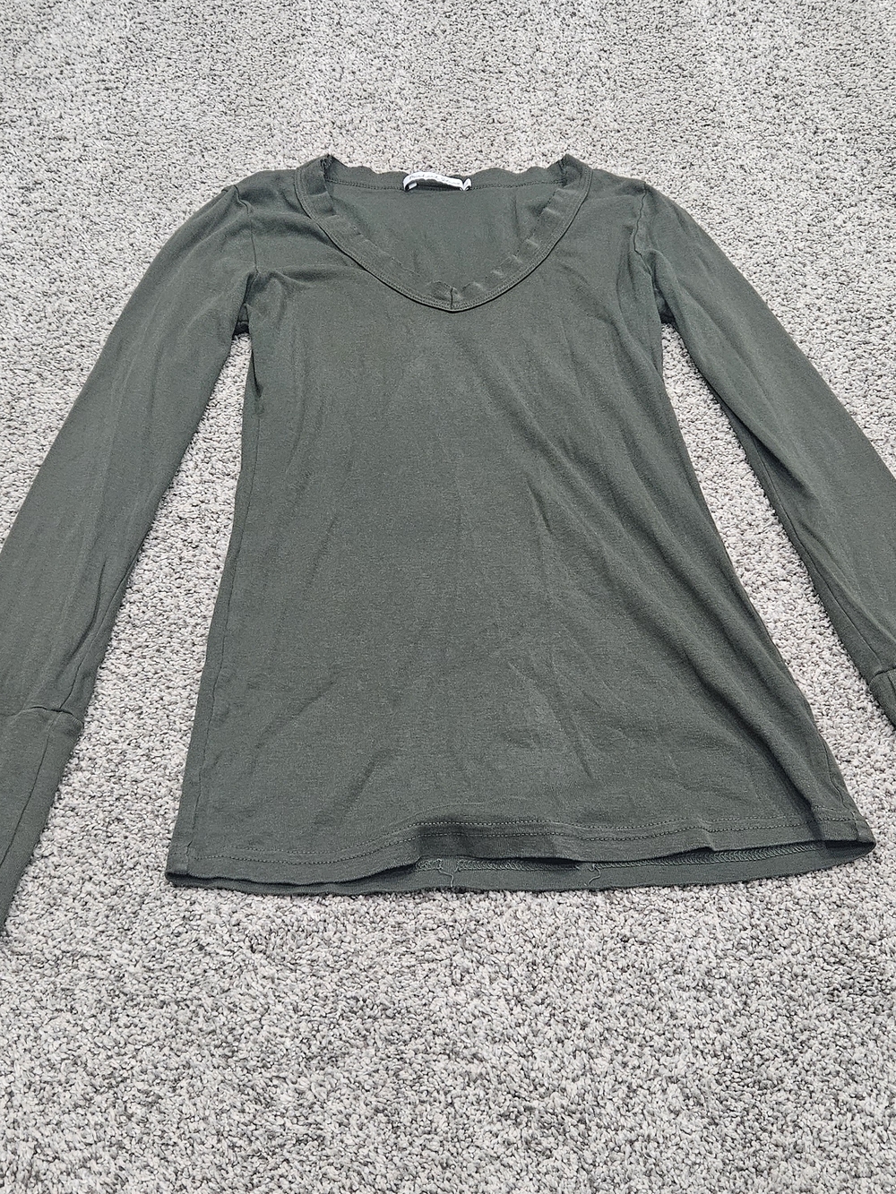 Michael Stars Olive V-Neck Long Sleeve Tee